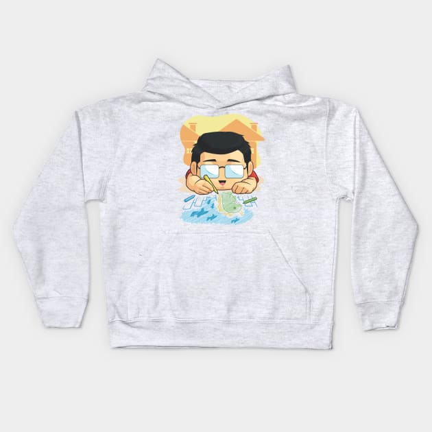 Boy Loves Drawing and Doodling Kids Hoodie by Asykar